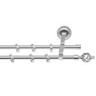 Карниз двухрядный, «Фэшн», 320 см, d=1.6 см, с пластиковыми наконечниками, цвет ареццо/серебро - Фото 1