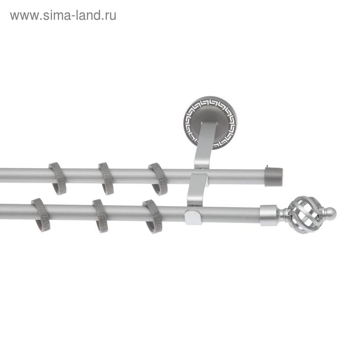 Карниз двухрядный 320 см, d=1.6 см, с пластиковыми наконечниками, цвет ареццо, сатин