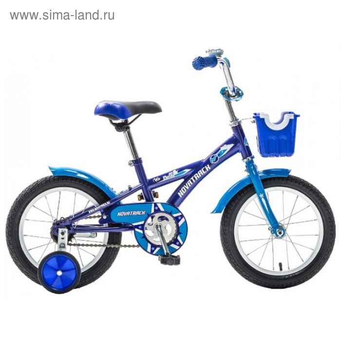 Велосипед 14" NOVATRACK Delfi (синий-голубой) передняя корзина - Фото 1