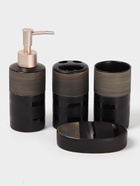 Аксессуары для ванной Доляна «Классика», 4 предмета: дозатор 300 мл, мыльница, 2 стакана, чёрные - Фото 1