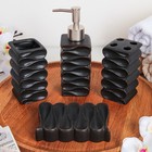 Набор аксессуаров для ванной комнаты Доляна «Шлейф», 4 предмета (дозатор 300 мл, мыльница, 2 стакана), цвет чёрный - Фото 1