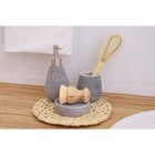 Набор аксессуаров для ванной комнаты Доляна «Камень», 4 предмета (дозатор 300 мл, мыльница, 2 стакана), цвет серый - Фото 11