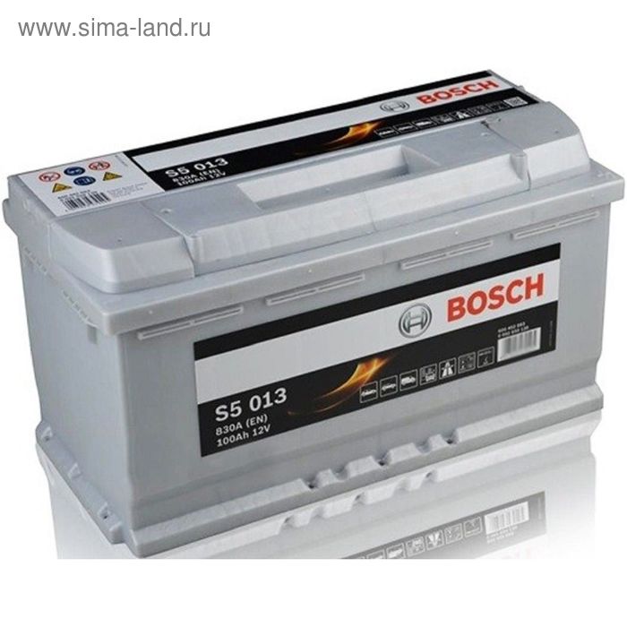 Аккумуляторная батарея Bosch Silver 600402083 S5 013 100 А/ч - 6СТ АПЗ, обратная полярность   200954 - Фото 1