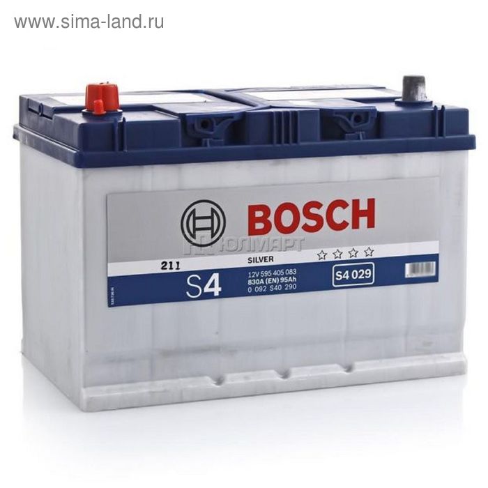 Аккумуляторная батарея Bosch Silver 95 А/ч - 6СТ АПЗ NEW выс. прямая полярность - Фото 1