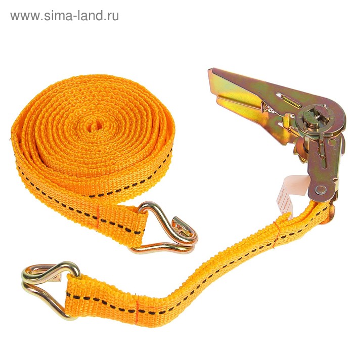 Стяжка груза с механизмом 110 мм, ширина ленты 25 мм, нагрузка 400/800 кг, длина 4 м - Фото 1