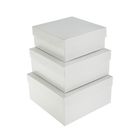 Набор коробок 3в1 "Линии серебряные" 19 х 19 х 9,5 - 15,5 х 15,5 х 6,5 см - Фото 1