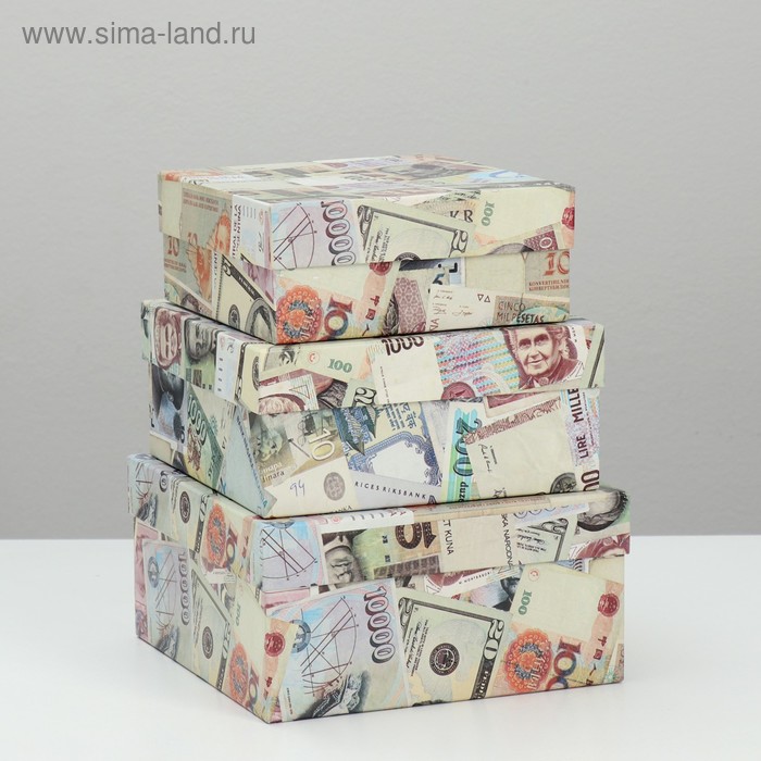 Набор коробок 3 в 1 "Деньги", 19 х 19 х 9,5 - 15,5 х 15,5 х 6,5 см - Фото 1