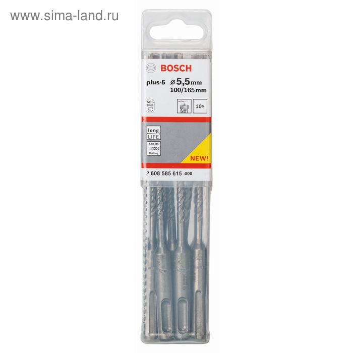 Бур по бетону BOSCH 2608585615, SDS plus-5, 10шт. 5.5x100x165 мм - Фото 1