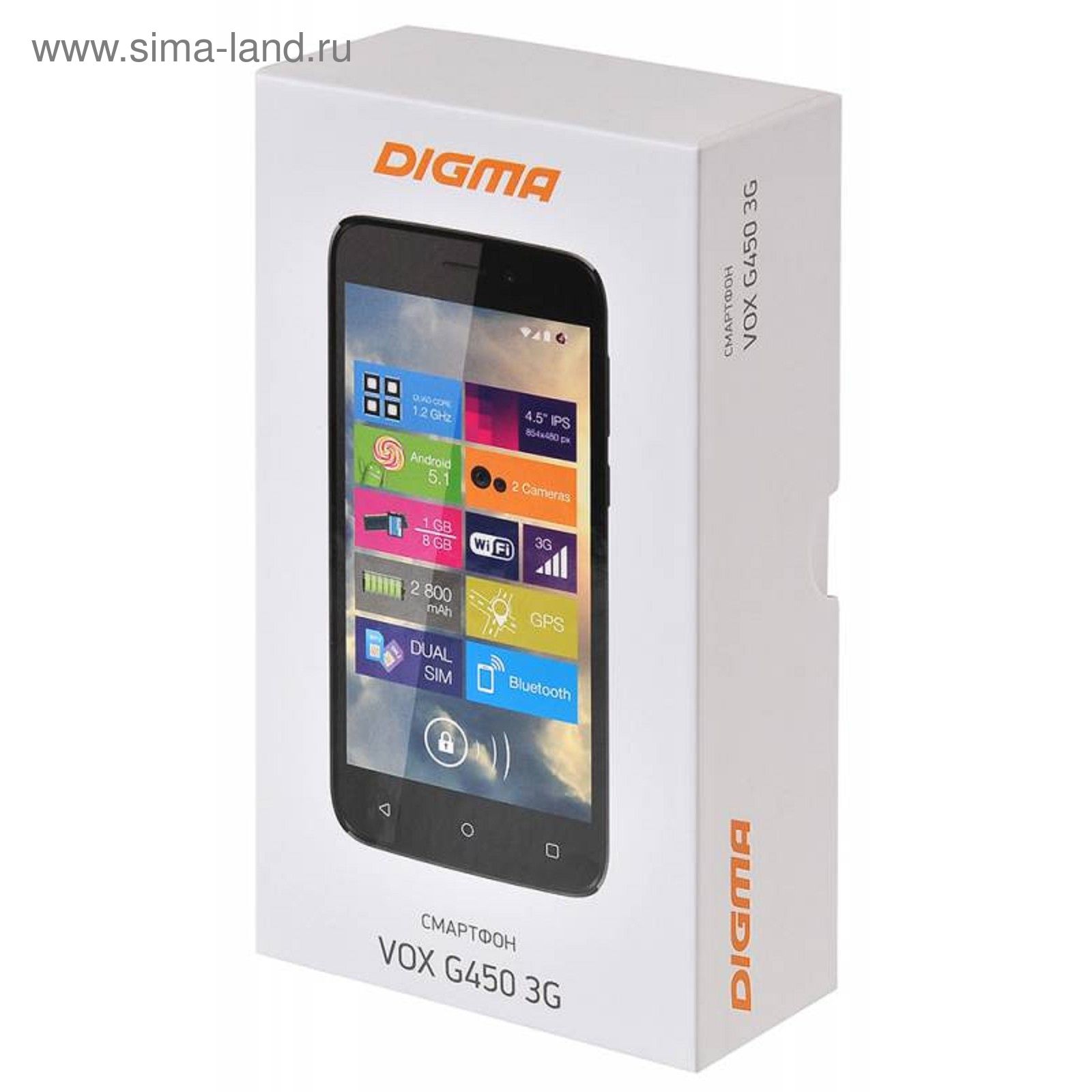 Смартфон Digma VOX G450, 8 Gb, 2 sim, черный (2107063) - Купить по цене от  4 116.29 руб. | Интернет магазин SIMA-LAND.RU