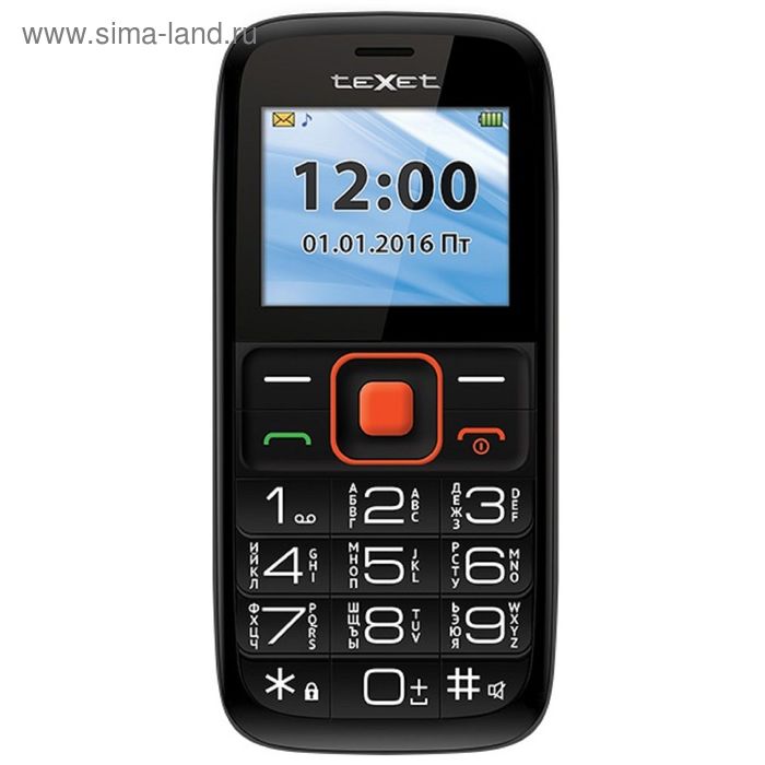 Сотовый телефон Texet TM-B117, черный/оранжевый - Фото 1