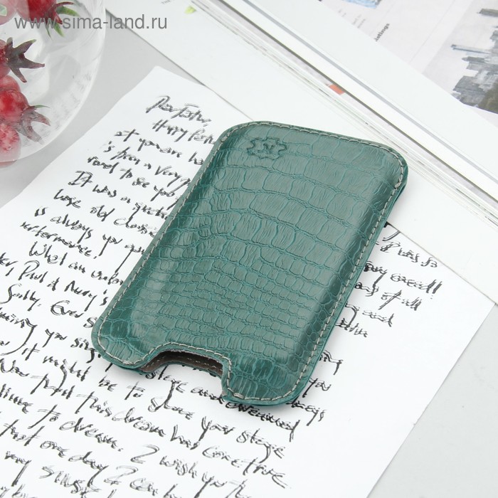 Чехол-кармашек "Norton" для телефона Samsung, рептилия, цвет зеленый - Фото 1