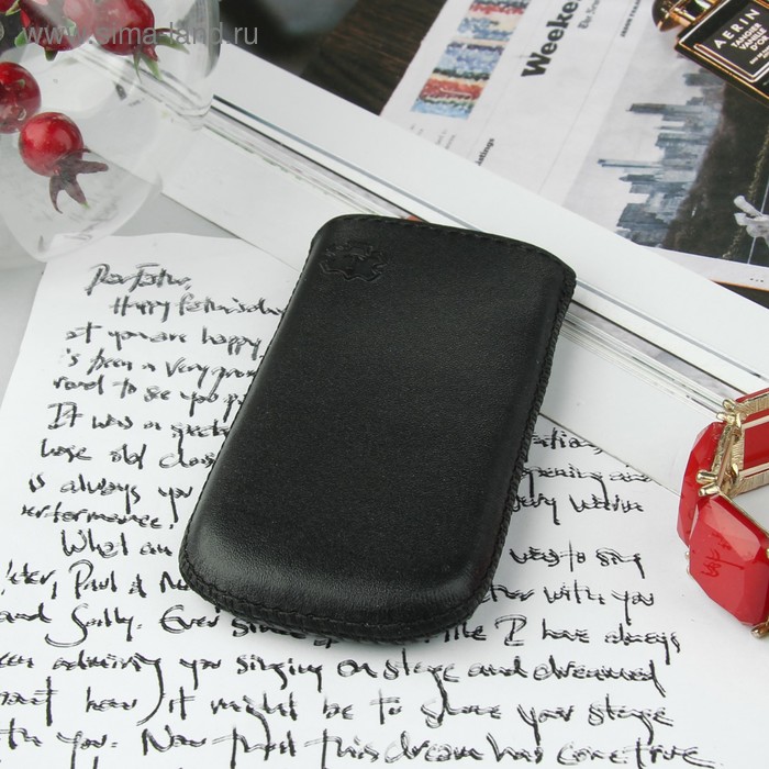 Чехол Time для телефона, с ремешком, размер 3, 46x110x14 мм, цвет чёрный - Фото 1