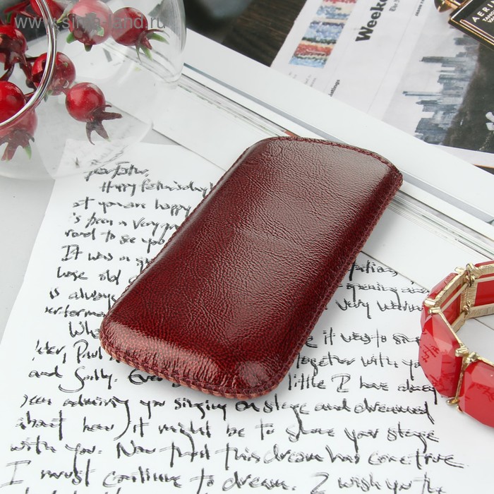 Чехол Time для телефона, с ремешком, размер 23, 47x115x12 мм, цвет рубиновый - Фото 1