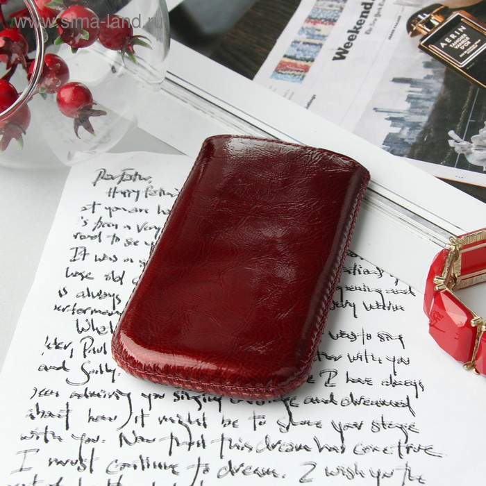 Чехол Time для телефона, с ремешком, размер 25, цвет рубиновый - Фото 1