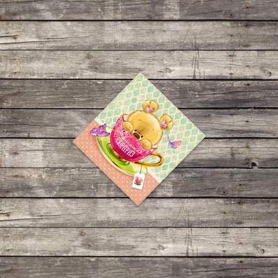 Мини–открытка «Маленький сюрприз», мишка, 7 х 7 см