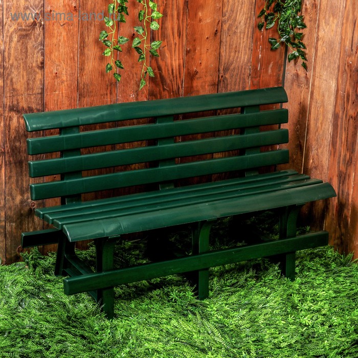 Скамья садовая со спинкой, 120 × 40 × 70 см, двухместная, зелёная - Фото 1