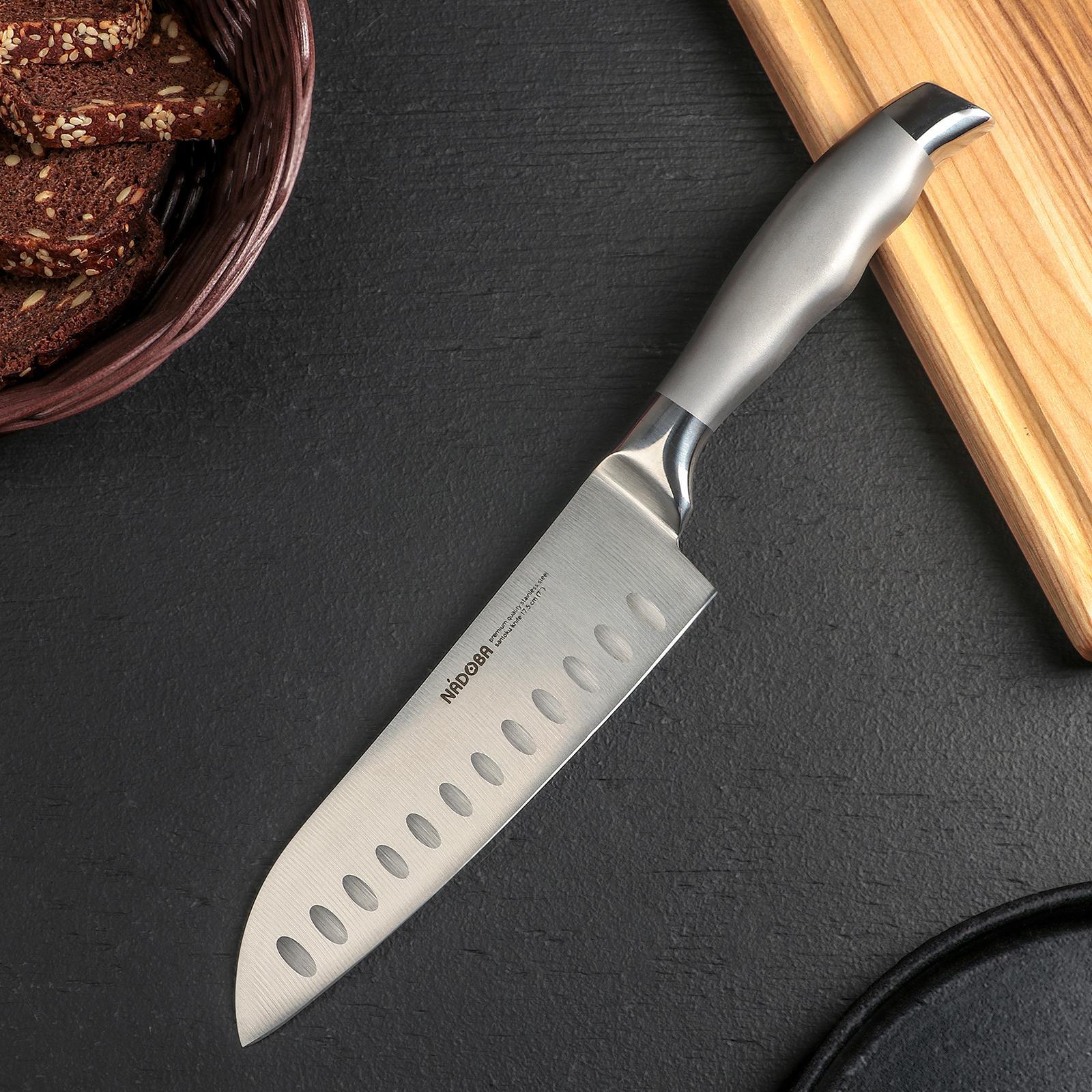 Нож кухонный NADOBA MARTA Сантоку, лезвие 17,5 см, ручка из стали .