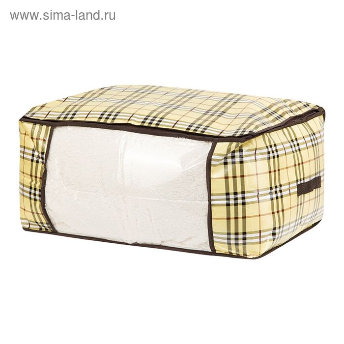 Кофр для хранения одеял и пледов "Шотландка", на молнии, с прозрачным окошком, 2 ручки, 60х45х30 см - Фото 1