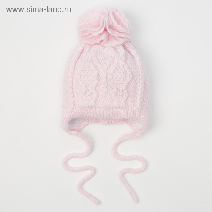 Шапка для девочки "Бабочка-конфетка", возраст 0-3 мес. (38-40), цвет розовый 5729-1с_М - Фото 1