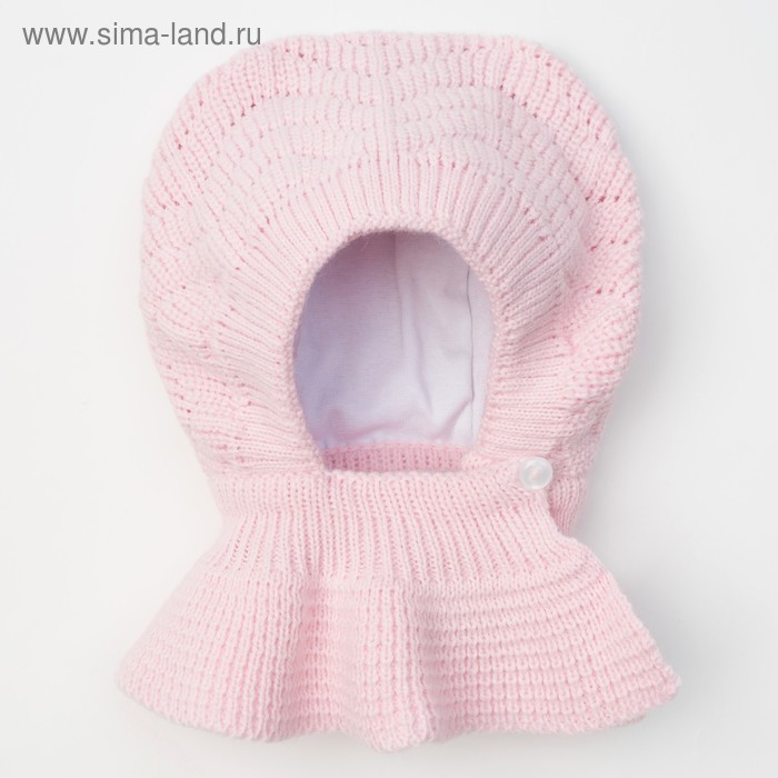 Шапка для девочки "Капор Подснежник", возраст 3-6 мес. (40-42), цвет розовый 7846-7013пш_М - Фото 1