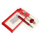 Набор подарочный 2в1 (ручка, брелок «Зайка»), в блистере, красный, 7х12.5 см - Фото 1