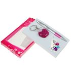 Набор подарочный 3в1 в блистере (ручка+брелок-Сердце в блестках+заколка радужная) розовый 9*16см - Фото 1