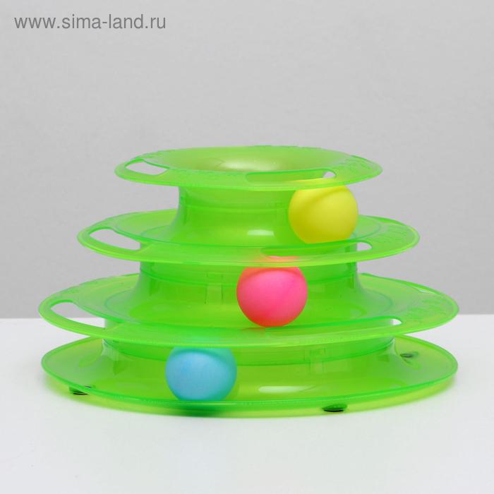 Игровой комплекс для кошек с 3 шариками, 24,5 х 24,5 х 13 см, картонная коробка, микс цветов - Фото 1