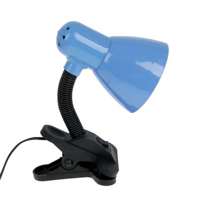 Лампа настольная Е27 220V с выкл. на зажиме "Голубая" металл, пластик 25х10х13 см