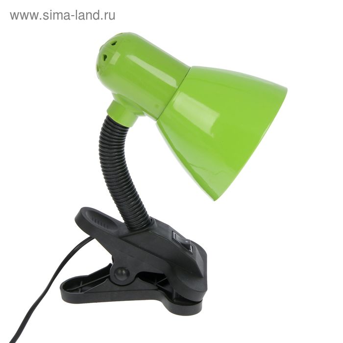 Лампа настольная Е27 220V с выкл. на зажиме "Зелёная" металл, пластик 25х10х13 см - Фото 1