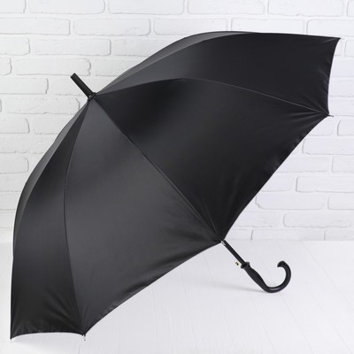 Зонт - трость полуавтоматический «Однотонный», 10 спиц, R = 50 см, цвет чёрный/серебряный