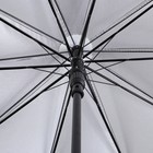 Зонт - трость полуавтоматический «Однотонный», 10 спиц, R = 50 см, цвет чёрный/серебряный - Фото 3