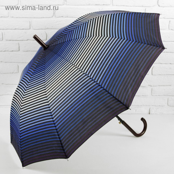 Зонт полуавтоматический «Полоска», 10 спиц, R = 56 см, цвет синий - Фото 1