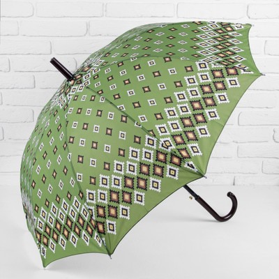 Зонт полуавтоматический «Ромбы», 10 спиц, R = 56 см, цвет зелёный