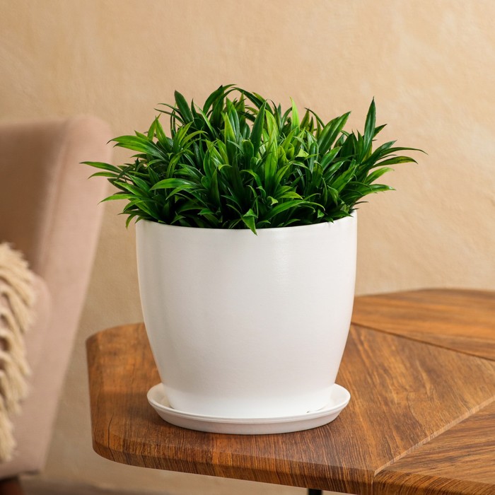 Горшок для цветов "Осень", глянец, белый, керамика, 3 л - Фото 1