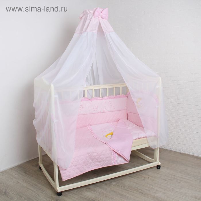Комплект в кроватку "Соня" (6 предметов), цвет розовый 1266 - Фото 1
