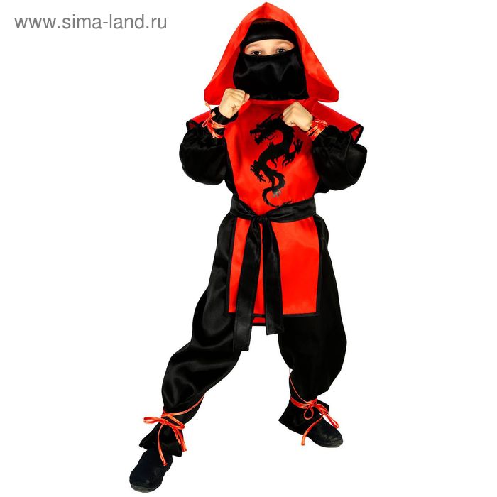 Карнавальный костюм "Ниндзя: Чёрный дракон", р-р 30, рост 116 см, цвет красный - Фото 1