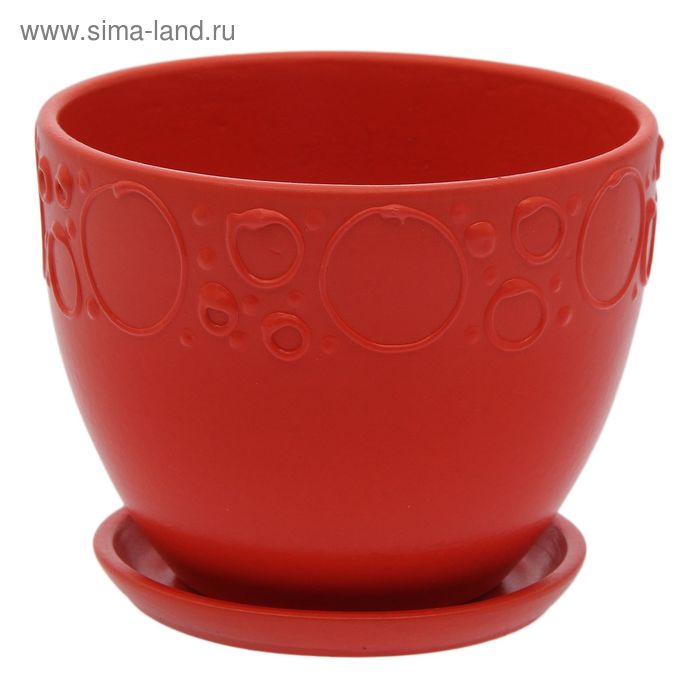 Горшок цветочный "Пузыри" № 2 Овал 0,6 л красный - Фото 1