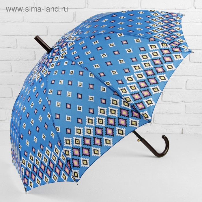 Зонт полуавтоматический «Ромбы», 10 спиц, R = 56 см, цвет синий - Фото 1