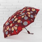 Зонт полуавтоматический «Круги», 3 сложения, 8 спиц, R = 53 см, цвет бордовый - Фото 1