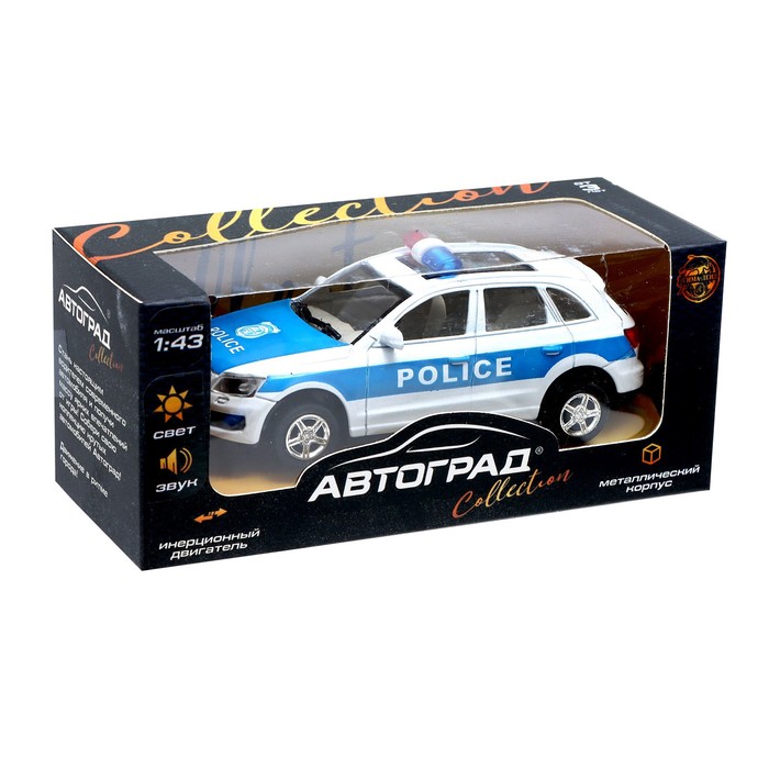 Машина металлическая «Полицейский джип», инерционная, свет и звук, масштаб 1:43 - фото 1905393730