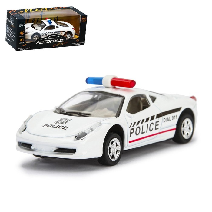 Машина металлическая «Полиция», инерционная, свет и звук, масштаб 1:43 - фото 1905393736
