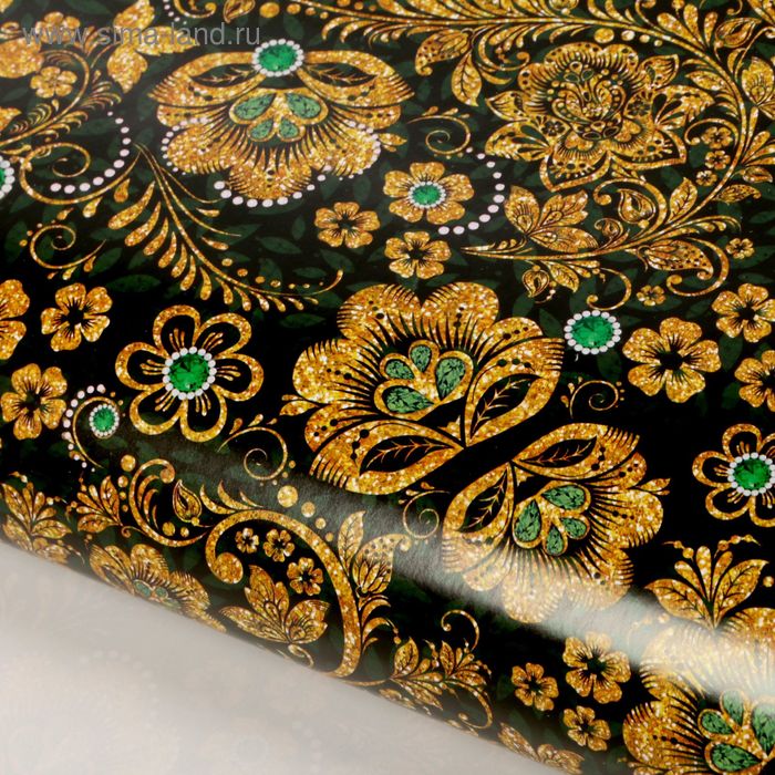Бумага упаковочная глянцевая  "Малахитовая шкатулка", 70 х 100 см - Фото 1