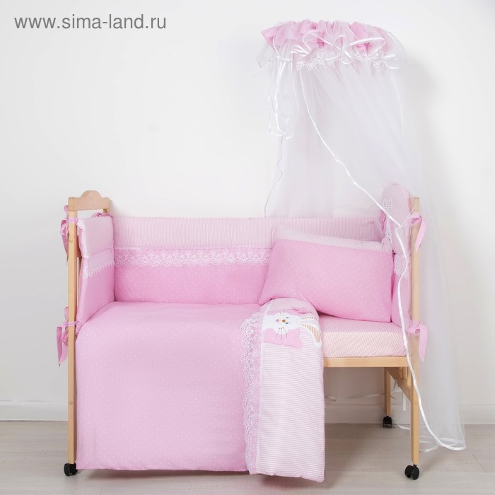 Комплект в кроватку "Сладкий сон" (7 предметов),цвет розовый 7028Роз - Фото 1