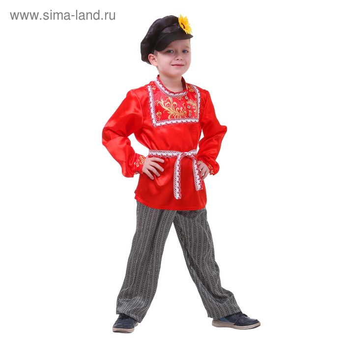 Русский народный костюм "Хохлома" для мальчика, р-р 68, рост 134 см - Фото 1