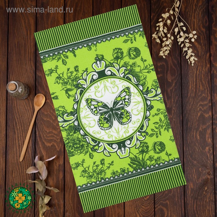 Полотенце "Доляна" Бабочка 35х60 см, 100% хлопок,162г/м2 - Фото 1