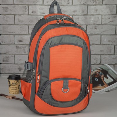 Рюкзак молодёжный "Классика", отдел на молнии, 4 наружных кармана, 2 боковые сетки, с пеналом, цвет серый/оранжевый