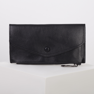Кошелёк женский, отдел на клапане, цвет чёрный