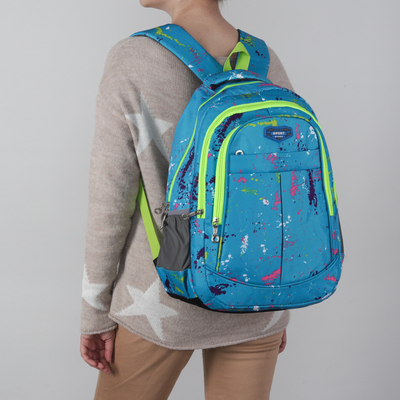Рюкзак школьный, отдел на молнии, 3 наружных кармана, 2 боковые сетки, усиленная спинка, цвет голубой