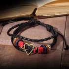 Браслет кожа «Стиль» сердце, чёрно-красный, d=7 см - Фото 5