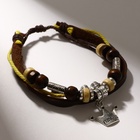 Браслет кожа «Стиль» корона, цвет коричнево-жёлтый, d=7,5 см - фото 45524764